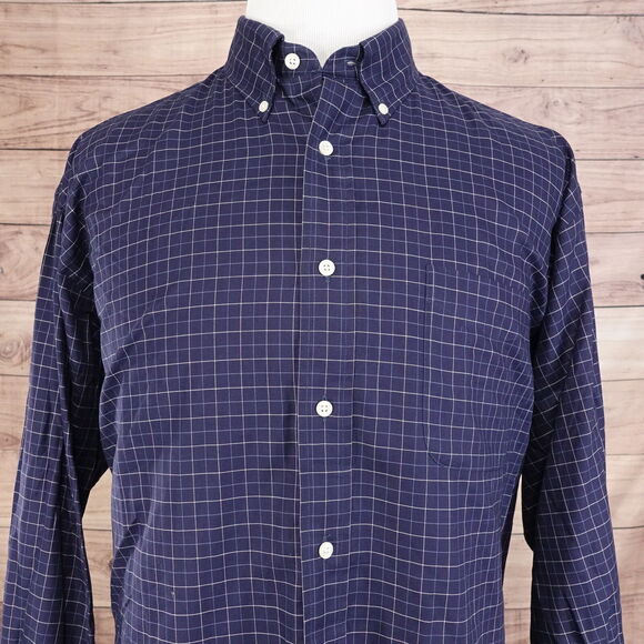 DANIEL CREMIEUX CLASSICS CLASSIC FIT BLUE CHECK BUTTON UP SHIRT MENS XL - Picture 1 of 6